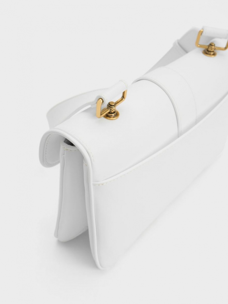 τσάντεσ ώμου Charles And Keith Eilith Buckled ασπρα | 89763-VJRH
