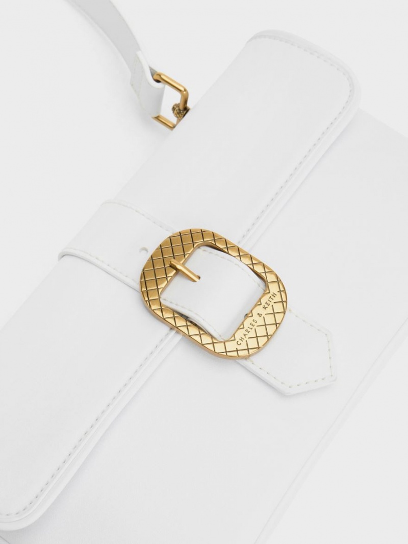 τσάντεσ ώμου Charles And Keith Eilith Buckled ασπρα | 89763-VJRH