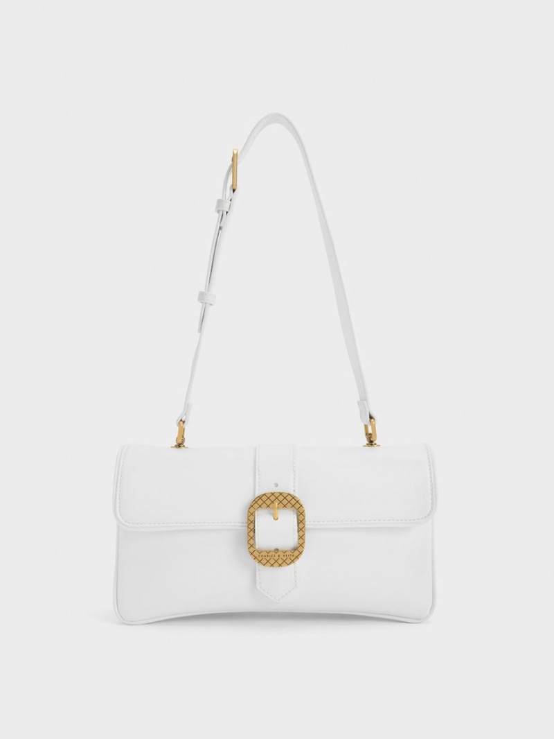 τσάντεσ ώμου Charles And Keith Eilith Buckled ασπρα | 89763-VJRH