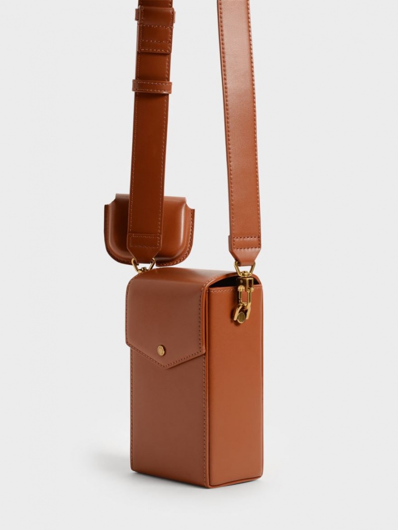 τσάντεσ χιαστί Charles And Keith Elongated καφε | 67385-AXBO
