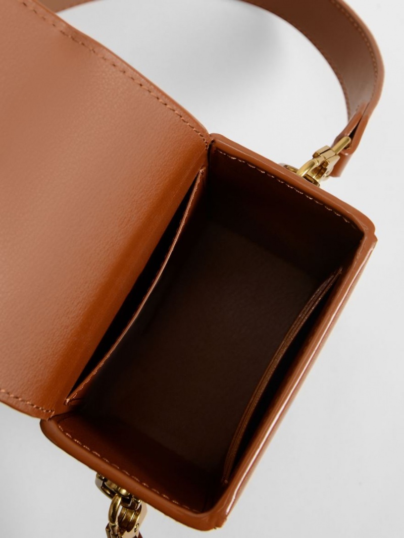 τσάντεσ χιαστί Charles And Keith Elongated καφε | 67385-AXBO
