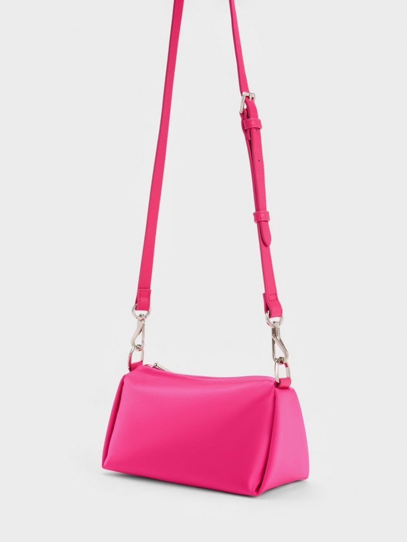 τσάντεσ χιαστί Charles And Keith Embellished Chain Handle Satin ροζ | 70932-SPAI