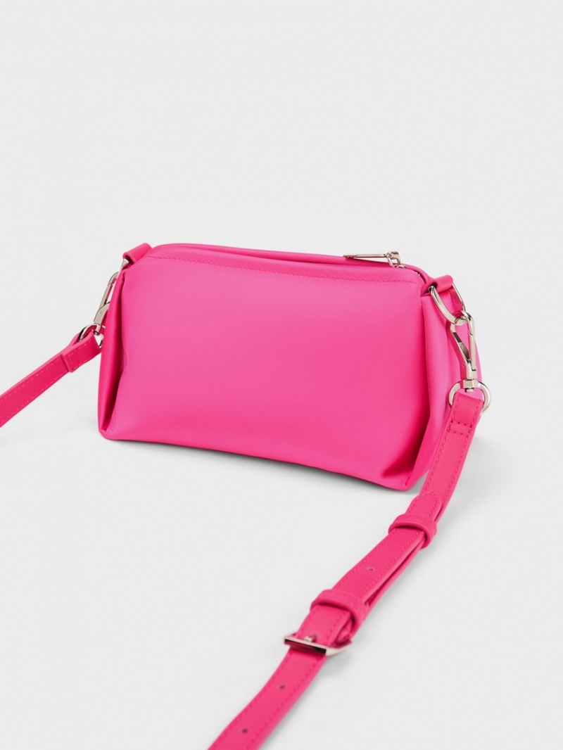 τσάντεσ χιαστί Charles And Keith Embellished Chain Handle Satin ροζ | 70932-SPAI