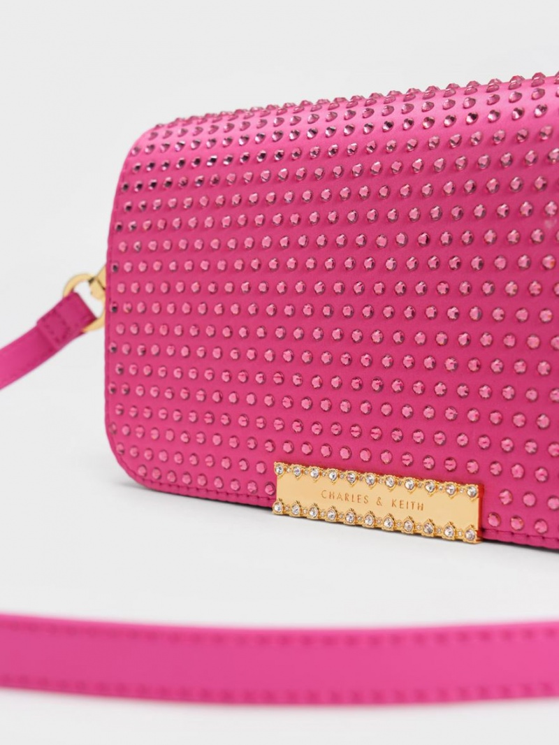 τσάντεσ ώμου Charles And Keith Embellished Chain λουρακια φουξια | 78693-XNRY
