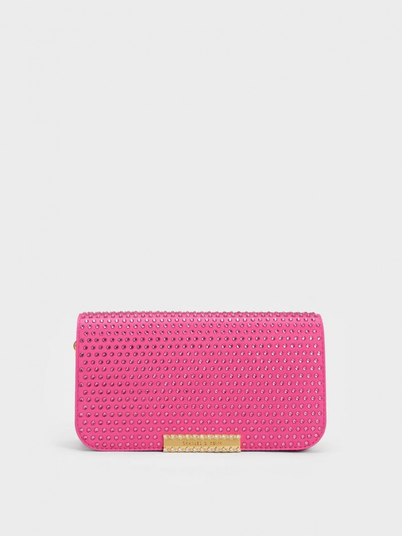 τσάντεσ ώμου Charles And Keith Embellished Chain λουρακια φουξια | 78693-XNRY