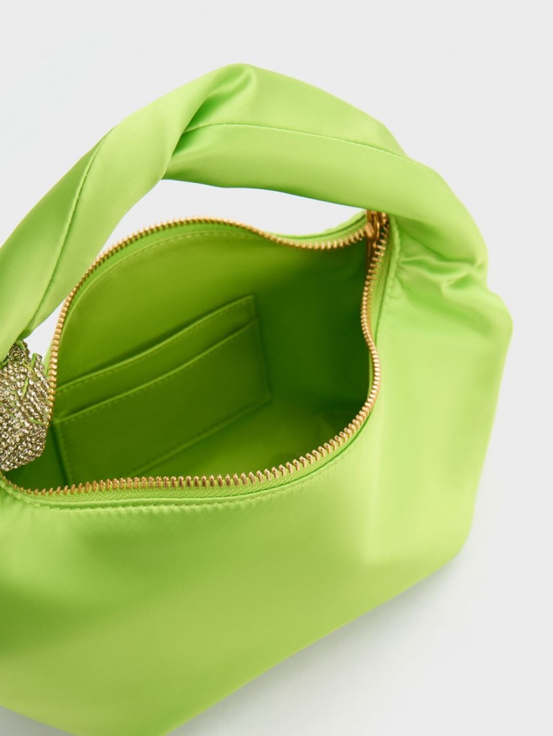 τσάντεσ ώμου Charles And Keith Embellished Satin πρασινο | 61284-MGXY