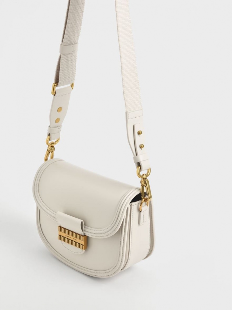 Τσάντες Σέλας Charles And Keith Embellished κρέμα | 53924-HSEN
