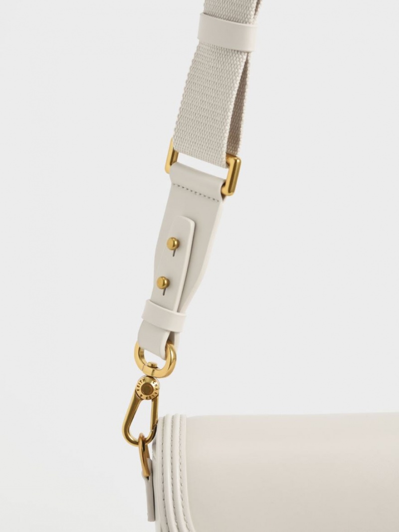 Τσάντες Σέλας Charles And Keith Embellished κρέμα | 53924-HSEN