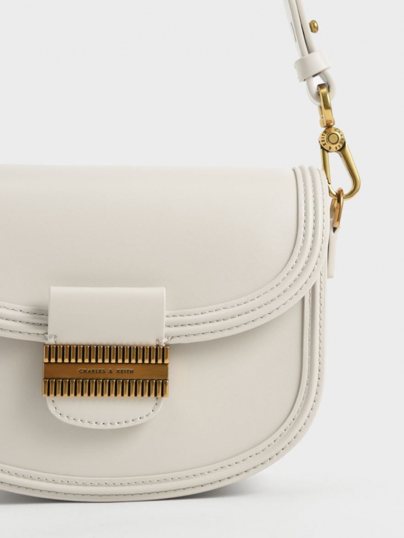 Τσάντες Σέλας Charles And Keith Embellished κρέμα | 53924-HSEN