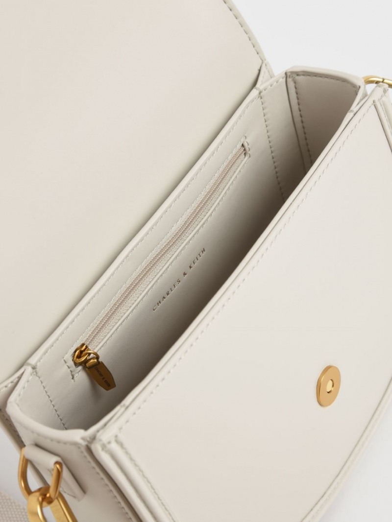 Τσάντες Σέλας Charles And Keith Embellished κρέμα | 53924-HSEN