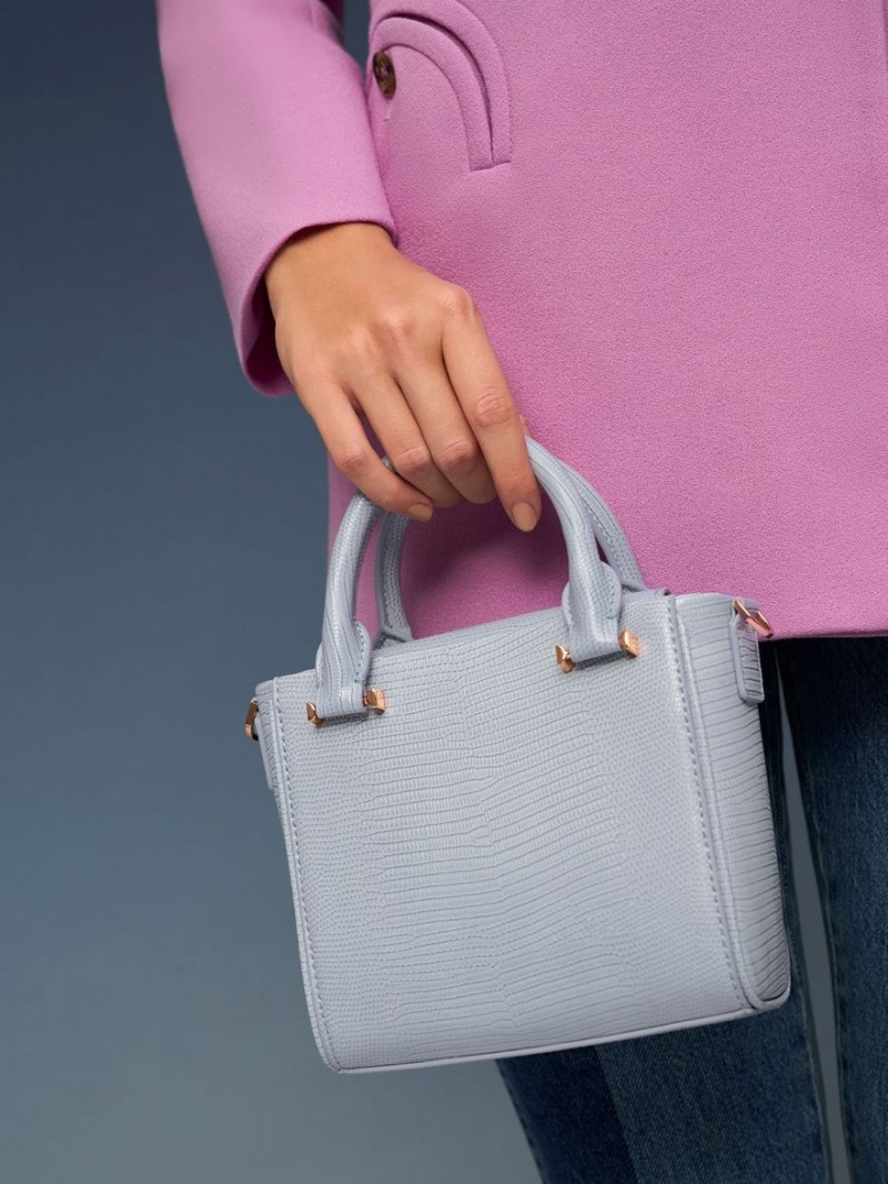 τσαντα χειροσ Charles And Keith Embossed Top ανοιχτο γκρι | 34859-BWCQ