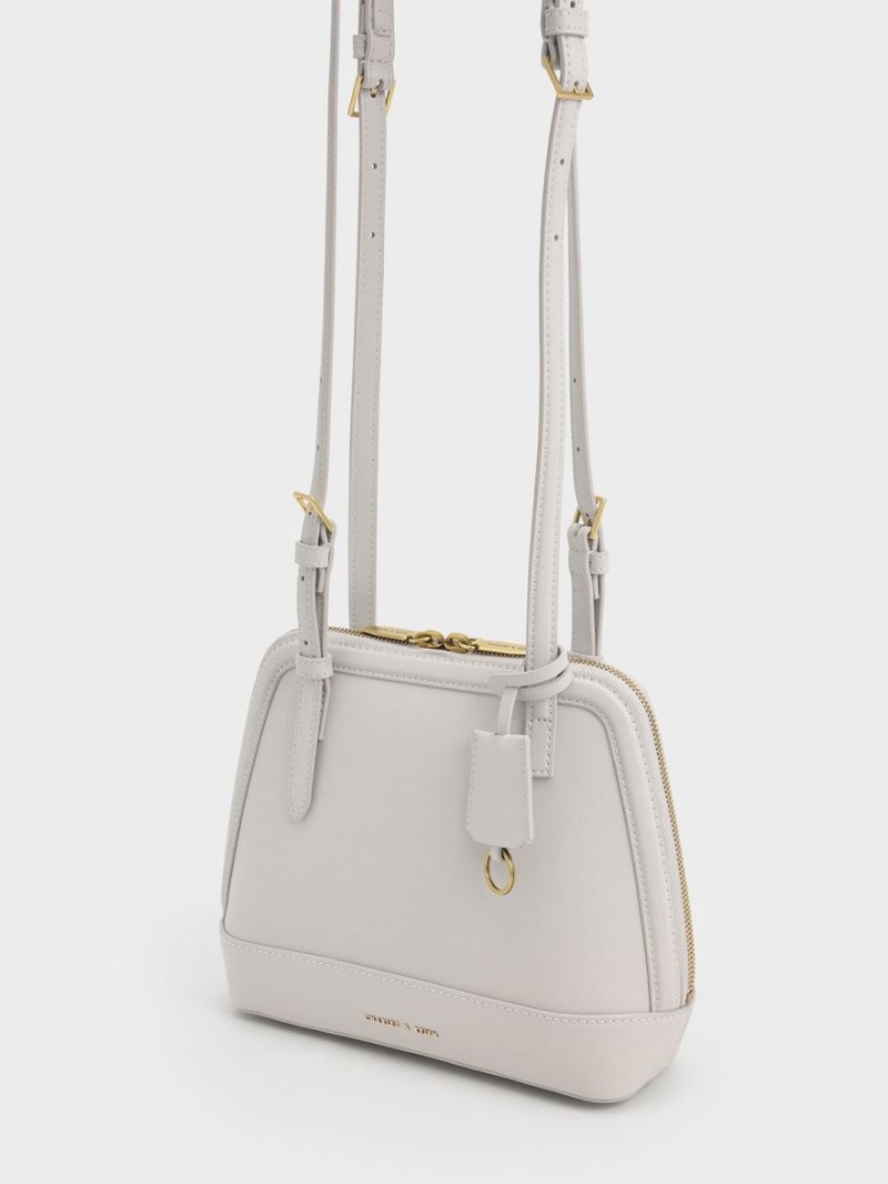 τσάντεσ ώμου Charles And Keith Enola Double Handle Structured ανοιχτο γκρι | 47395-MEJY