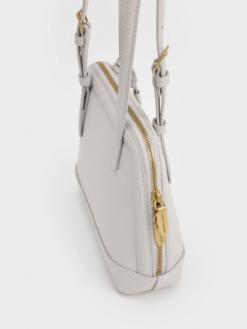 τσάντεσ ώμου Charles And Keith Enola Double Handle Structured ανοιχτο γκρι | 47395-MEJY