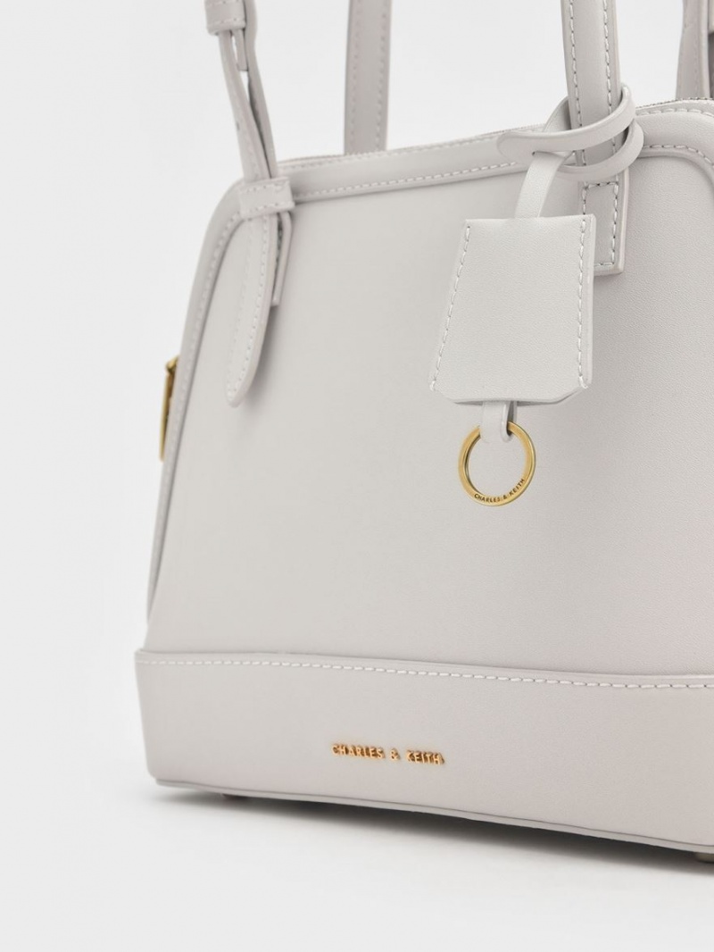 τσάντεσ ώμου Charles And Keith Enola Double Handle Structured ανοιχτο γκρι | 47395-MEJY