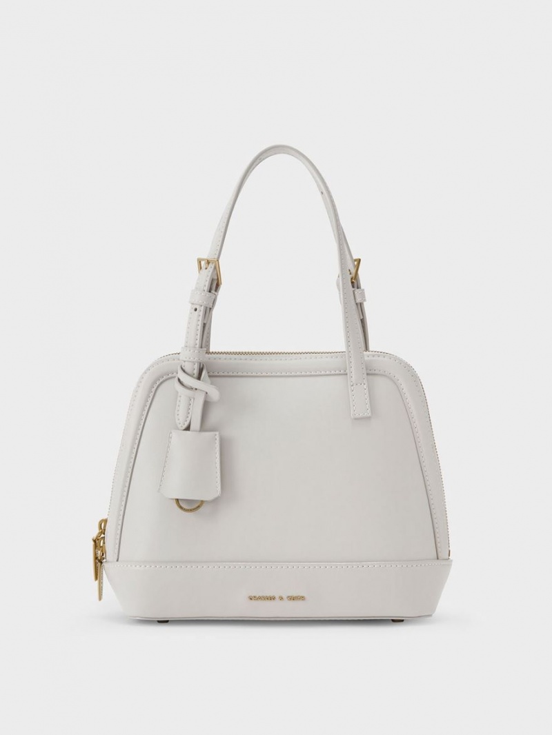 τσάντεσ ώμου Charles And Keith Enola Double Handle Structured ανοιχτο γκρι | 47395-MEJY