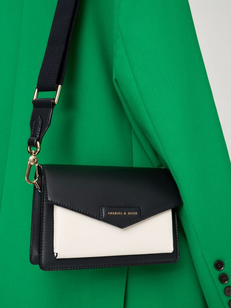 τσάντεσ χιαστί Charles And Keith Envelope μαυρα ασπρα | 16948-QUOT