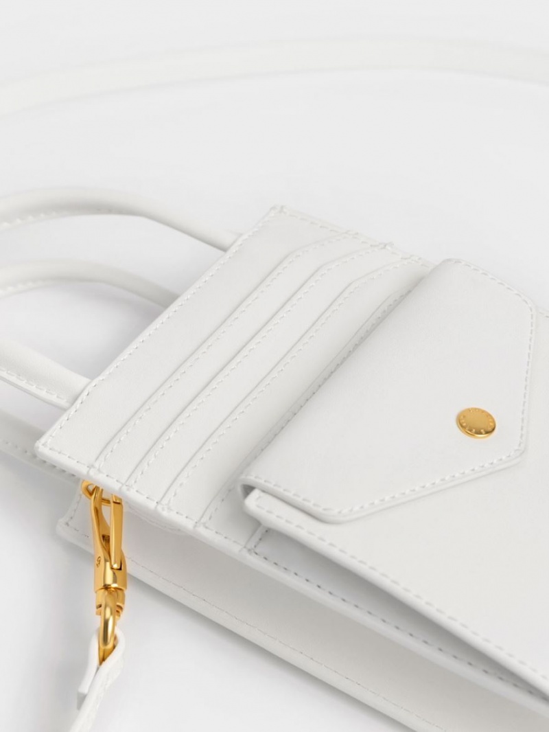 Τσάντα κινητού Charles And Keith Este Belted ασπρα | 72681-EDCS