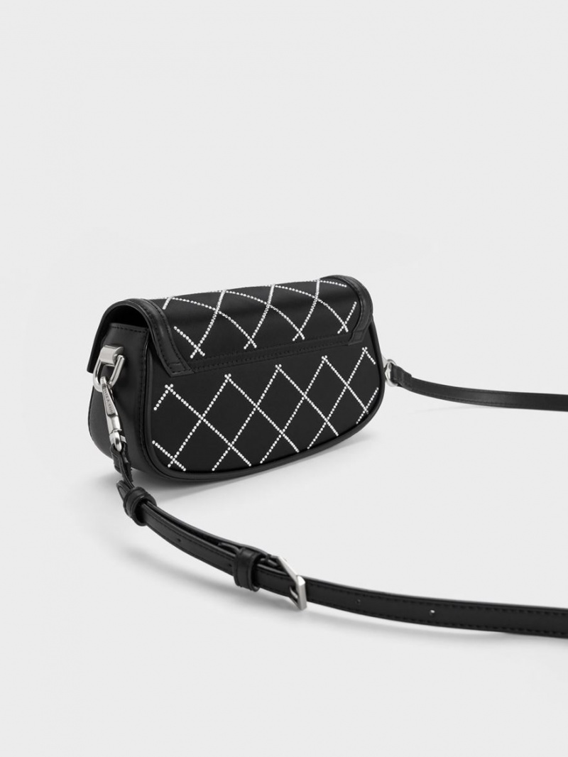 τσάντεσ ώμου Charles And Keith Este Chain Handle Satin μαυρα | 78429-GITZ