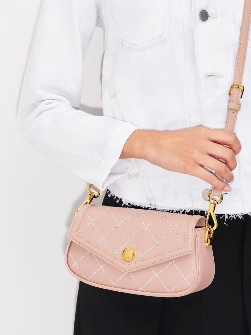 τσάντεσ ώμου Charles And Keith Este Chain Handle Satin Μπεζ | 78926-RLGC
