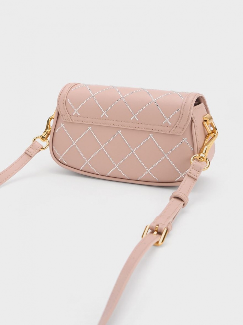 τσάντεσ ώμου Charles And Keith Este Chain Handle Satin Μπεζ | 78926-RLGC