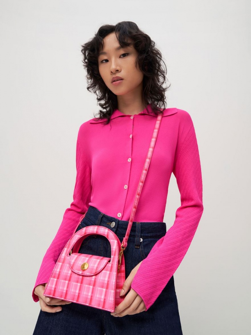 τσάντεσ χιαστί Charles And Keith Este Printed Trapeze φουξια | 67382-JRQX