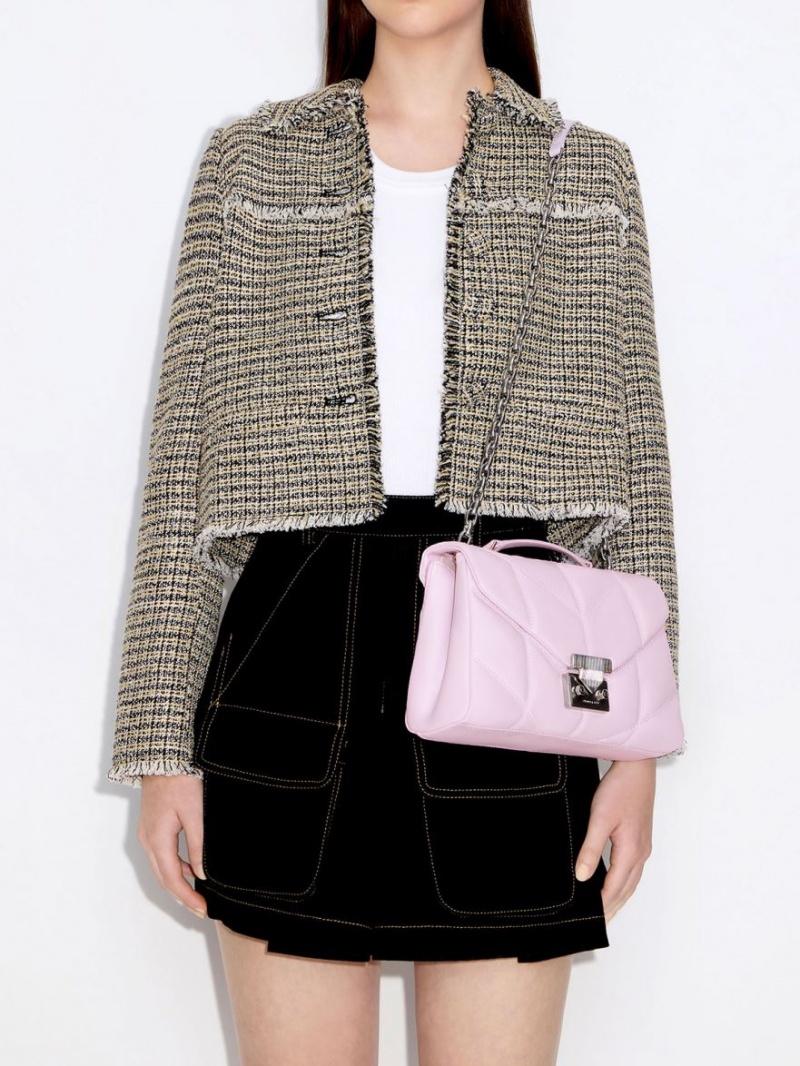 τσάντεσ χιαστί Charles And Keith Eudora Chevron Trapeze ροζ | 72605-ESUW