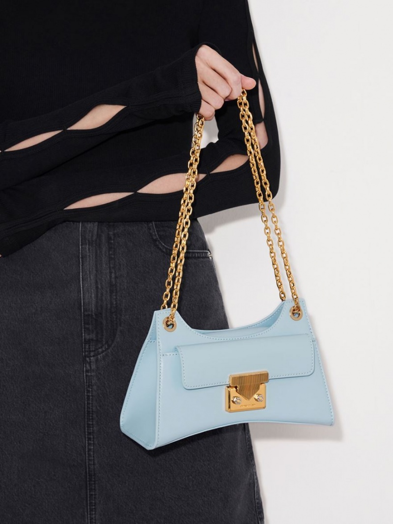 τσάντεσ ώμου Charles And Keith Eudora Sculptural μπλε | 25487-MTRC