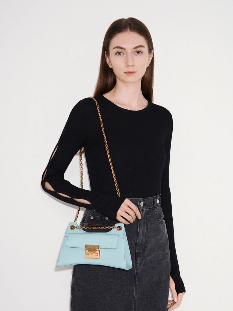 τσάντεσ ώμου Charles And Keith Eudora Sculptural μπλε | 25487-MTRC