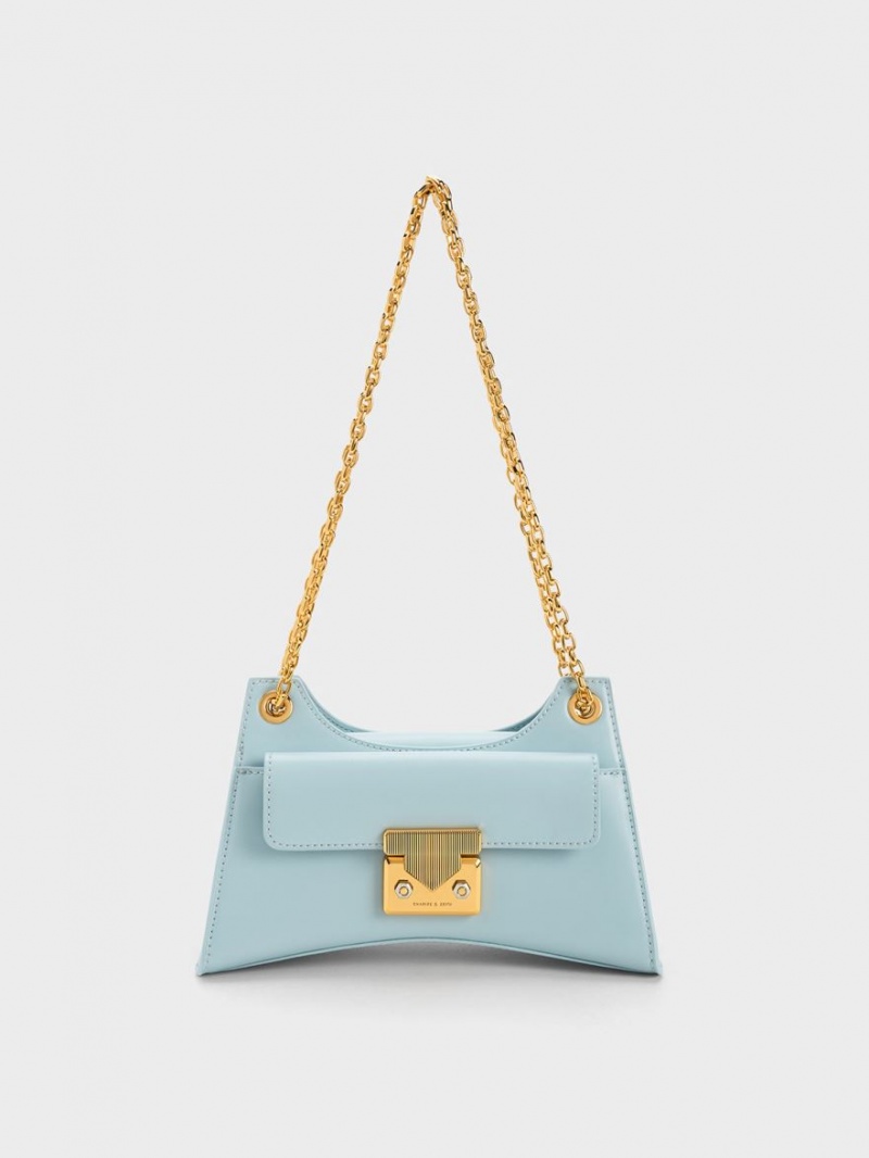 τσάντεσ ώμου Charles And Keith Eudora Sculptural μπλε | 25487-MTRC