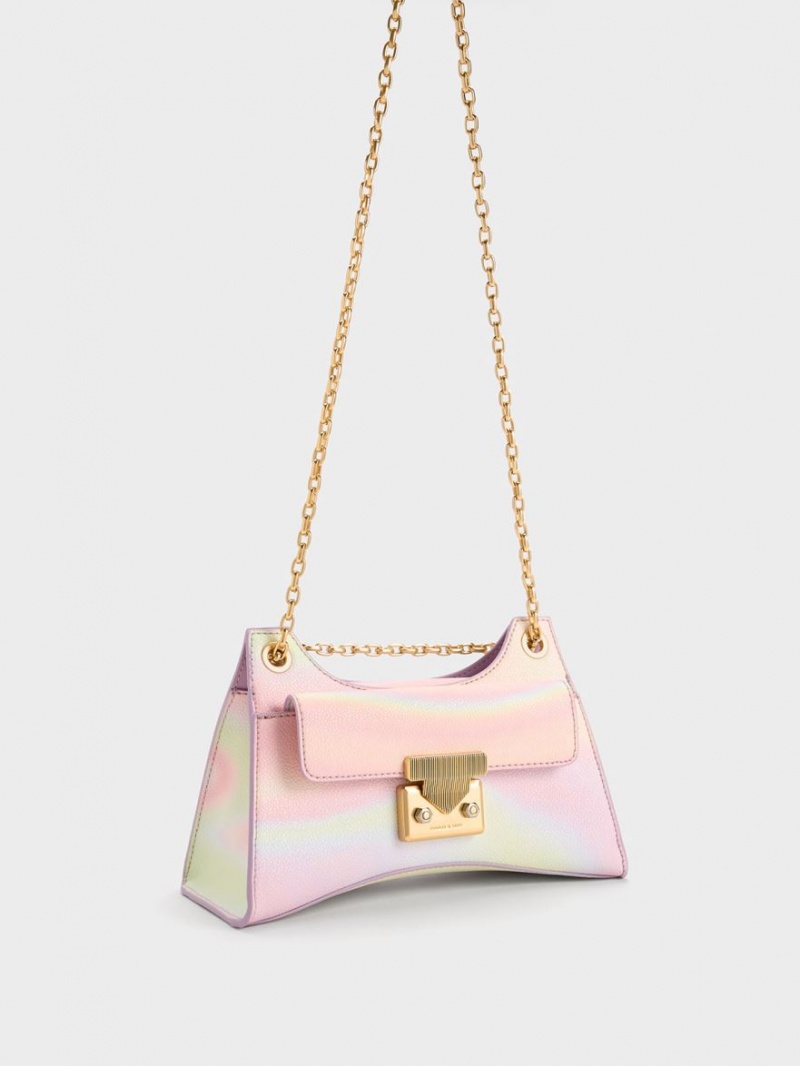 τσάντεσ ώμου Charles And Keith Eudora Swirl-Print Sculptural ροζ | 05271-CSOA