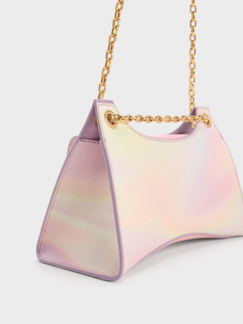 τσάντεσ ώμου Charles And Keith Eudora Swirl-Print Sculptural ροζ | 05271-CSOA