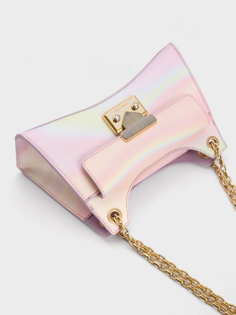 τσάντεσ ώμου Charles And Keith Eudora Swirl-Print Sculptural ροζ | 05271-CSOA