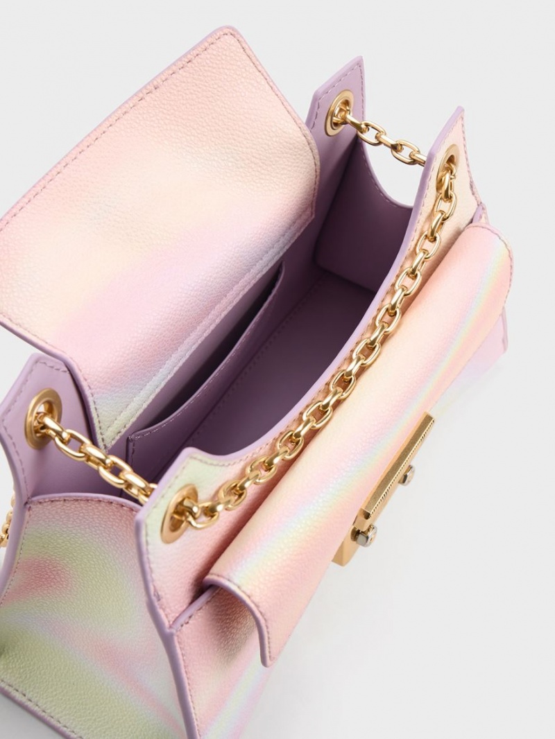 τσάντεσ ώμου Charles And Keith Eudora Swirl-Print Sculptural ροζ | 05271-CSOA