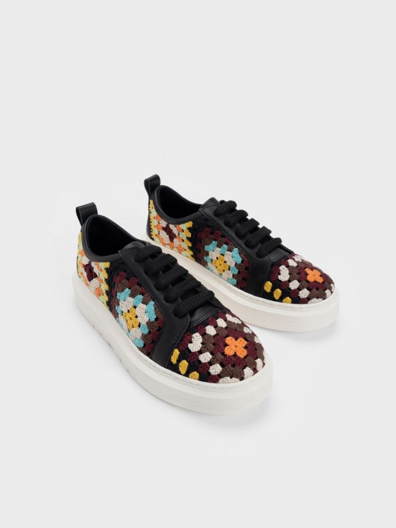 Αθλητικα Παπουτσια Charles And Keith Floral Crochet & δερματινα Πολύχρωμο | 30795-ZWSX