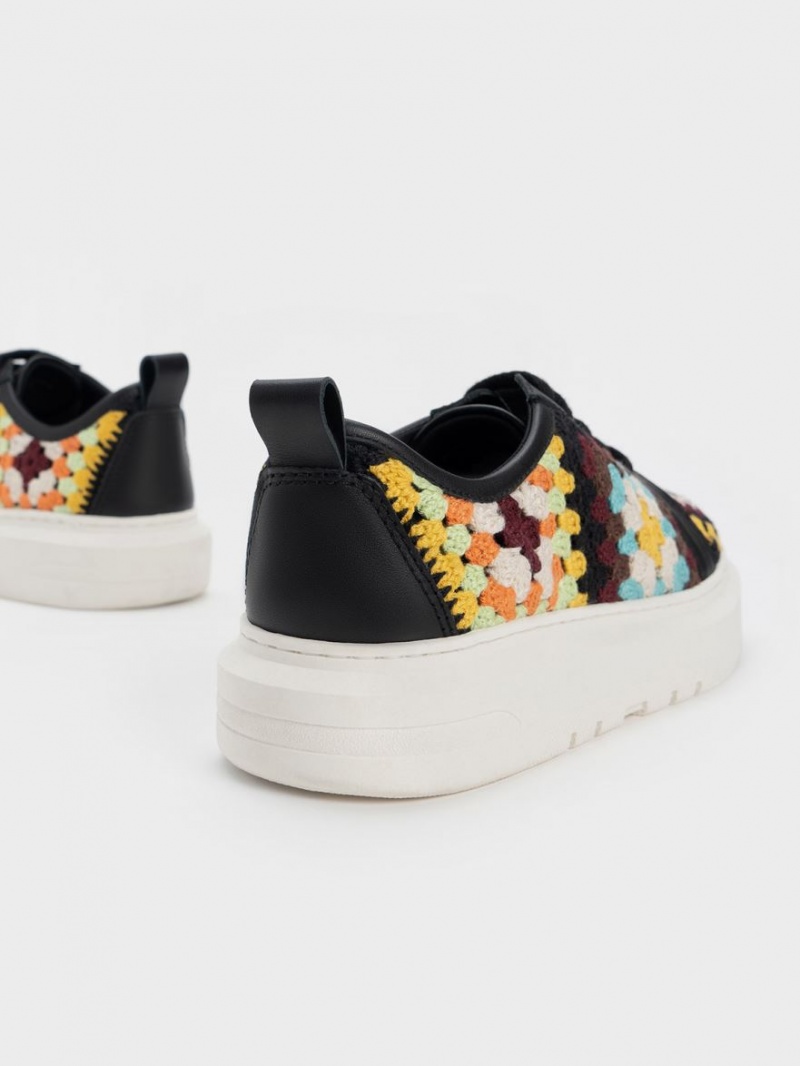 Αθλητικα Παπουτσια Charles And Keith Floral Crochet & δερματινα Πολύχρωμο | 30795-ZWSX