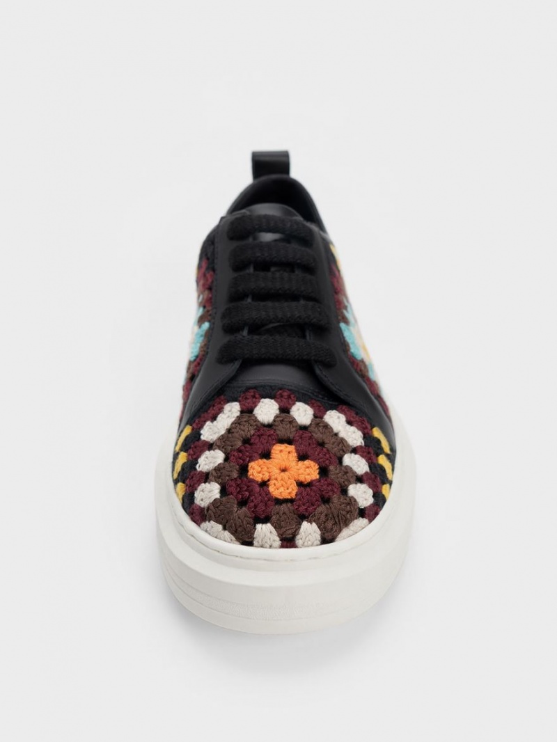 Αθλητικα Παπουτσια Charles And Keith Floral Crochet & δερματινα Πολύχρωμο | 30795-ZWSX
