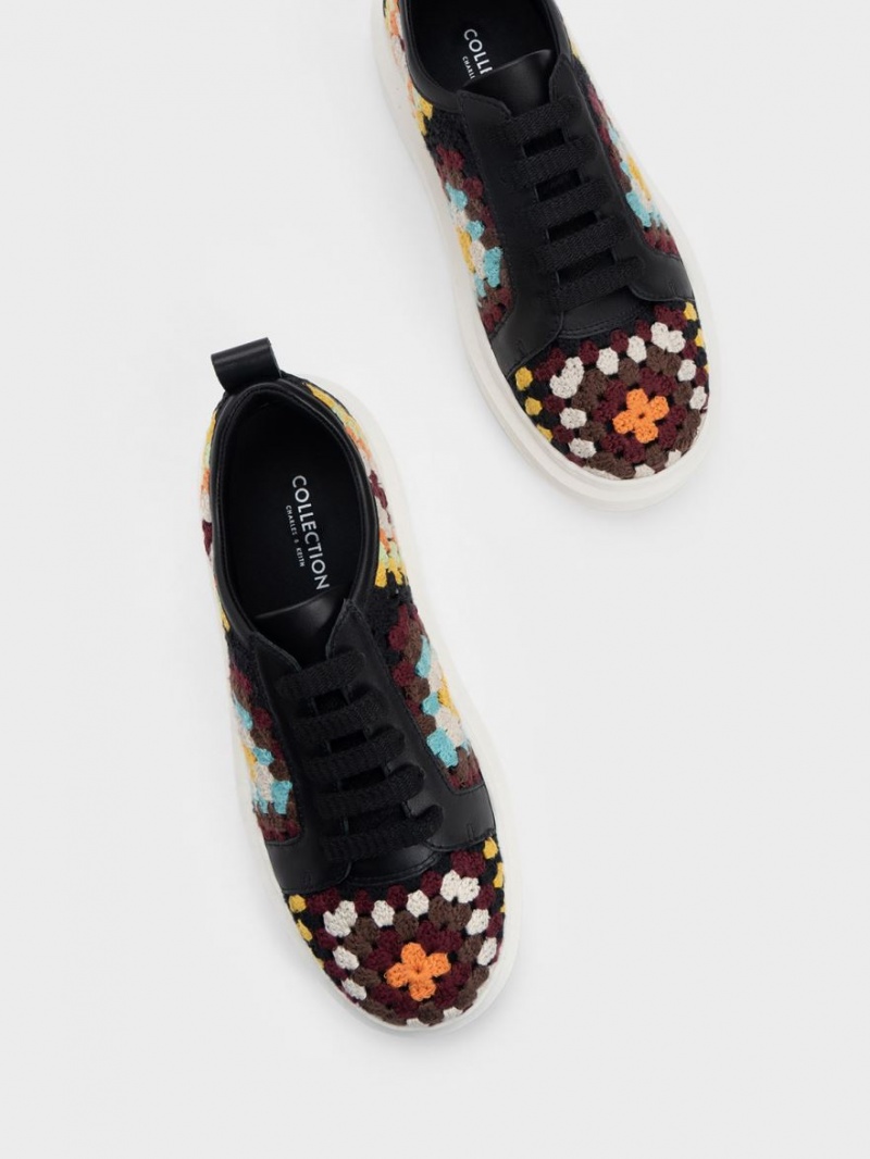Αθλητικα Παπουτσια Charles And Keith Floral Crochet & δερματινα Πολύχρωμο | 30795-ZWSX