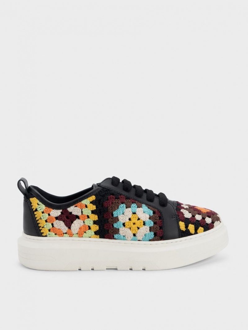 Αθλητικα Παπουτσια Charles And Keith Floral Crochet & δερματινα Πολύχρωμο | 30795-ZWSX