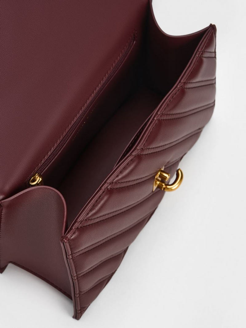 τσάντεσ χιαστί Charles And Keith Freja Wavy Trapeze σκούρο σοκολάτα | 02968-MDXR
