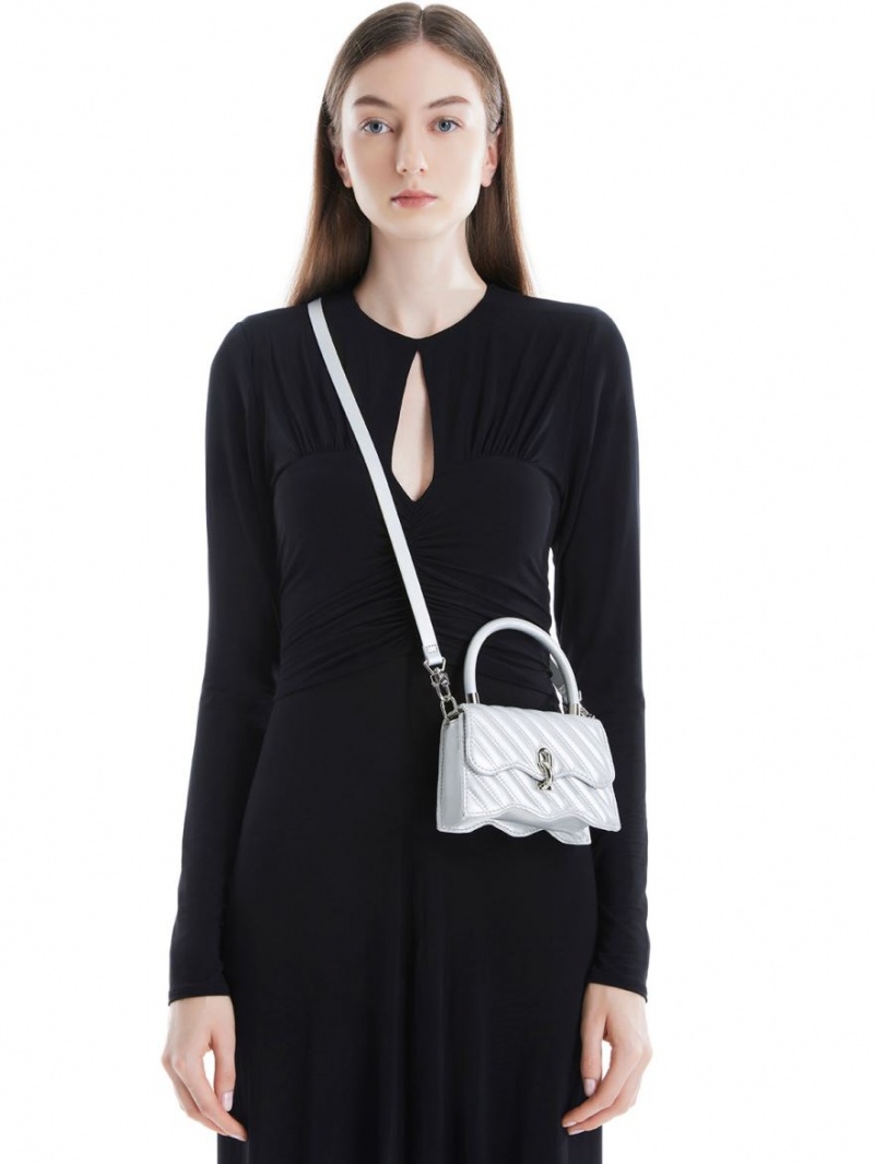 τσαντα χειροσ Charles And Keith Freja Wavy Καπιτονέ Top ασημι | 67903-YFNG