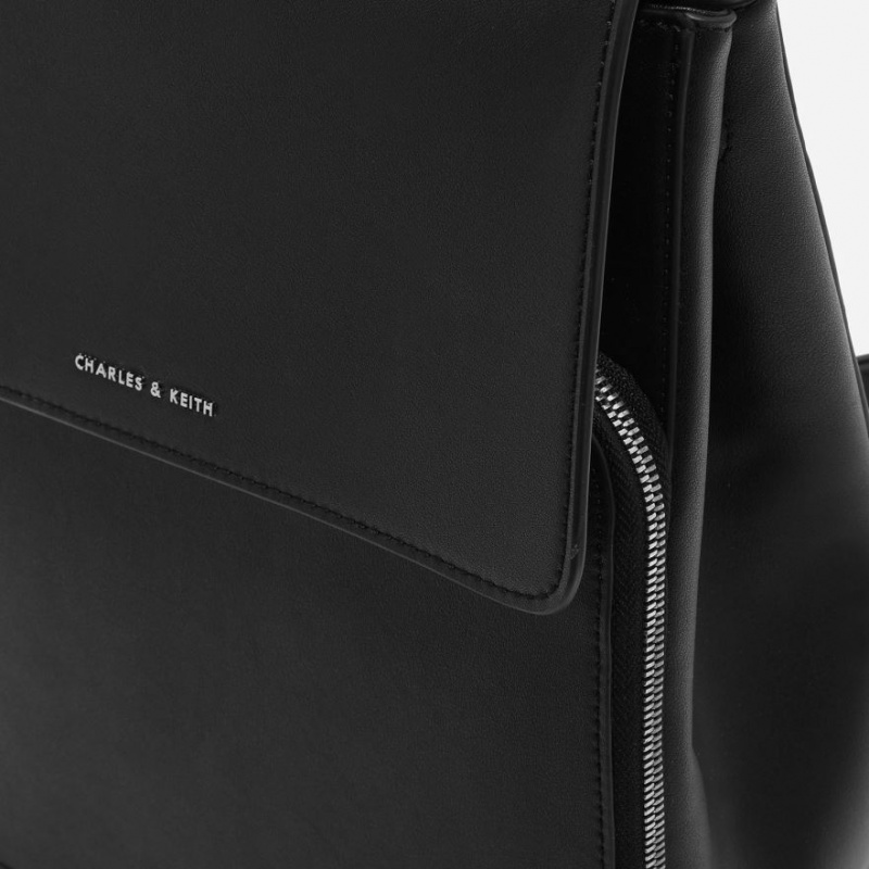 σακιδια πλατησ Charles And Keith Front Flap Structured μαυρα | 03521-GBCZ
