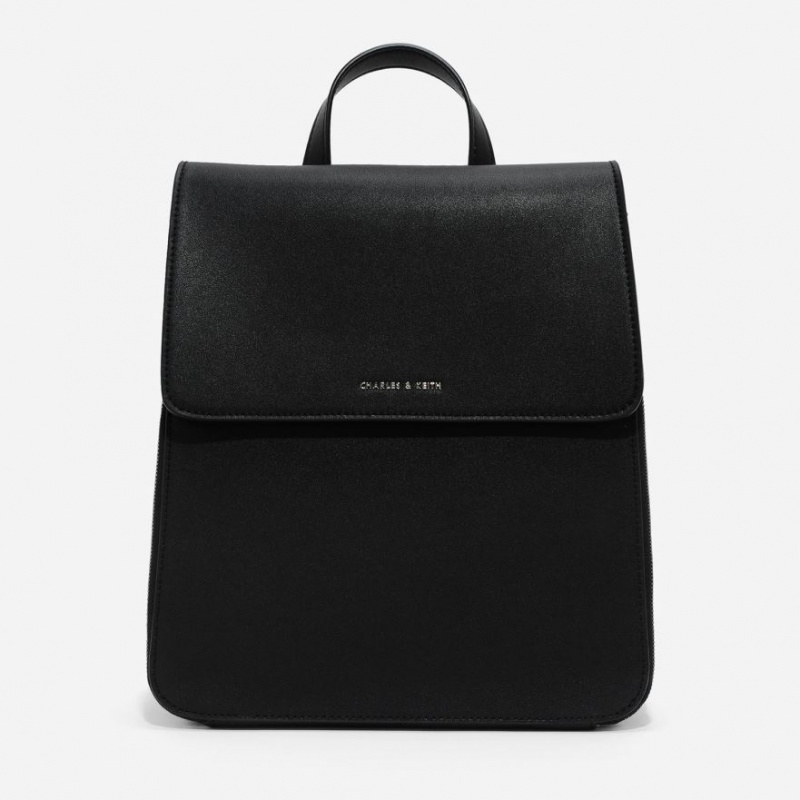 σακιδια πλατησ Charles And Keith Front Flap Structured μαυρα | 03521-GBCZ