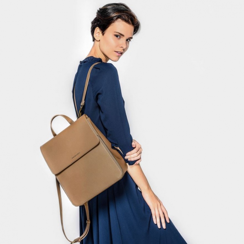 σακιδια πλατησ Charles And Keith Front Flap Structured καφε | 84793-VWGI