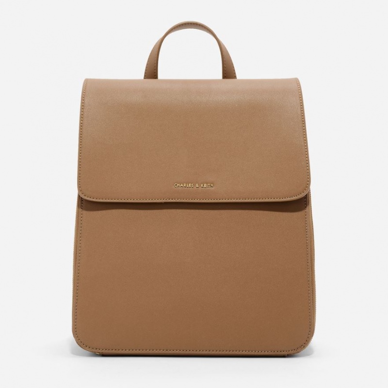 σακιδια πλατησ Charles And Keith Front Flap Structured καφε | 84793-VWGI