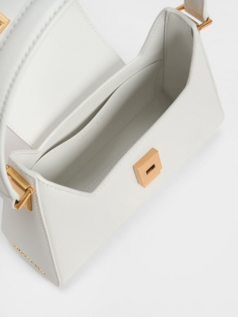 τσάντεσ ώμου Charles And Keith Front Flap Trapeze ασπρα | 13029-EKDL