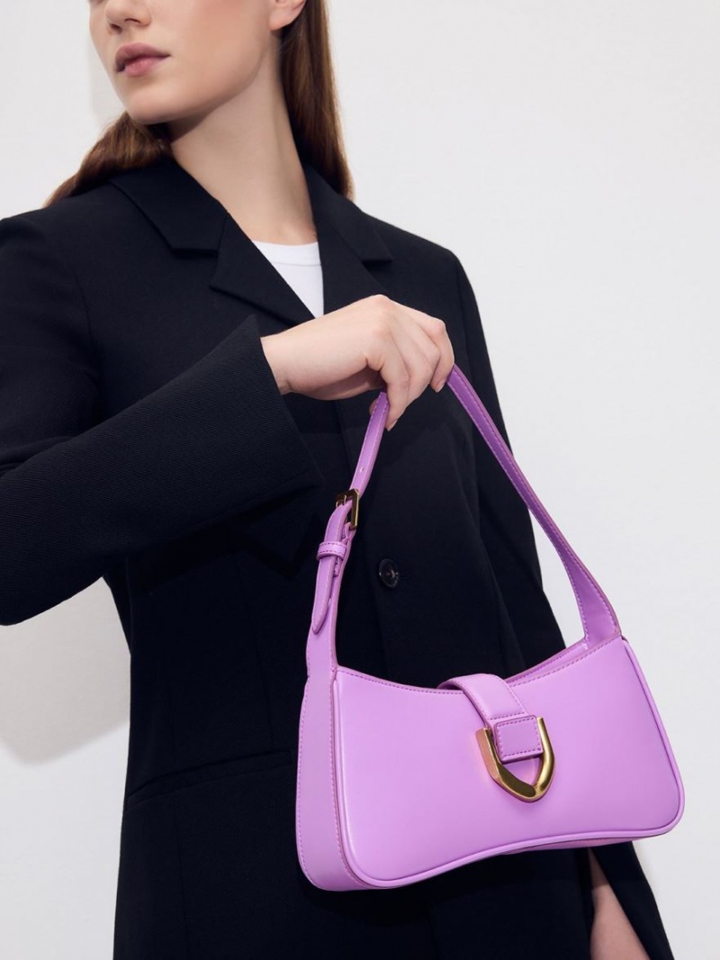 τσάντεσ ώμου Charles And Keith Gabine Curved μωβ | 53879-ZOUT