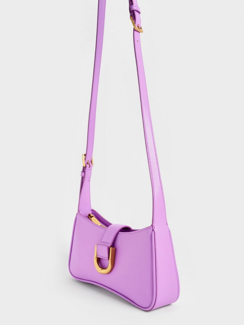 τσάντεσ ώμου Charles And Keith Gabine Curved μωβ | 53879-ZOUT