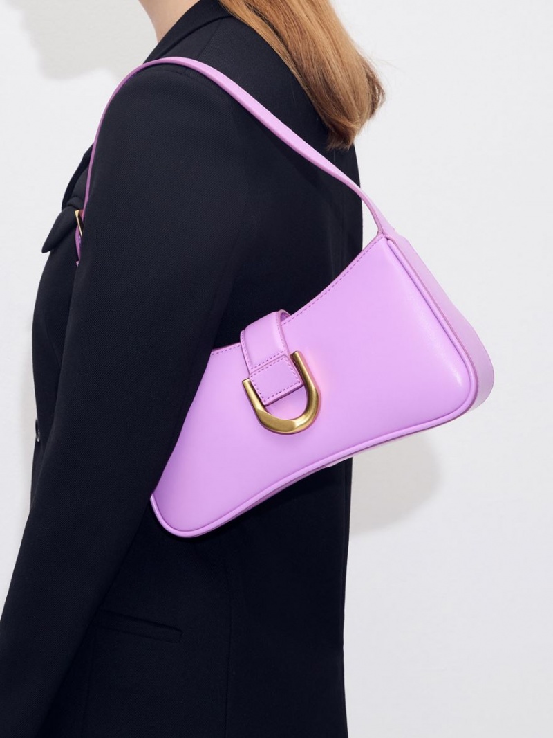 τσάντεσ ώμου Charles And Keith Gabine Curved μωβ | 53879-ZOUT