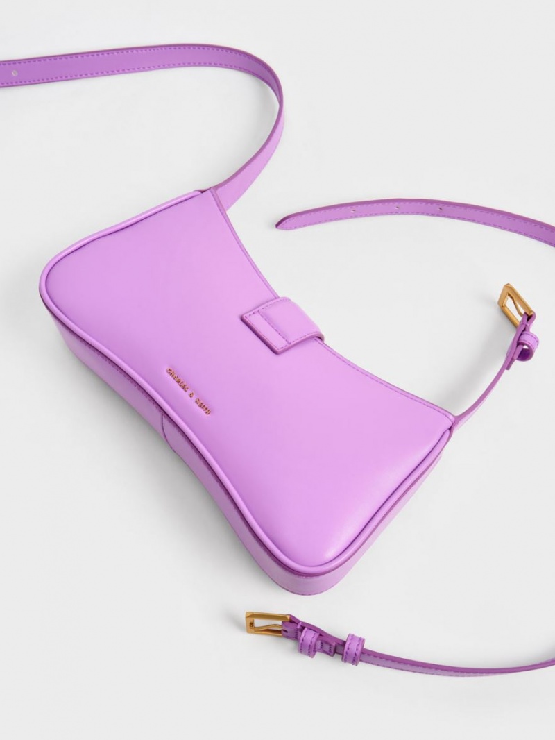 τσάντεσ ώμου Charles And Keith Gabine Curved μωβ | 53879-ZOUT