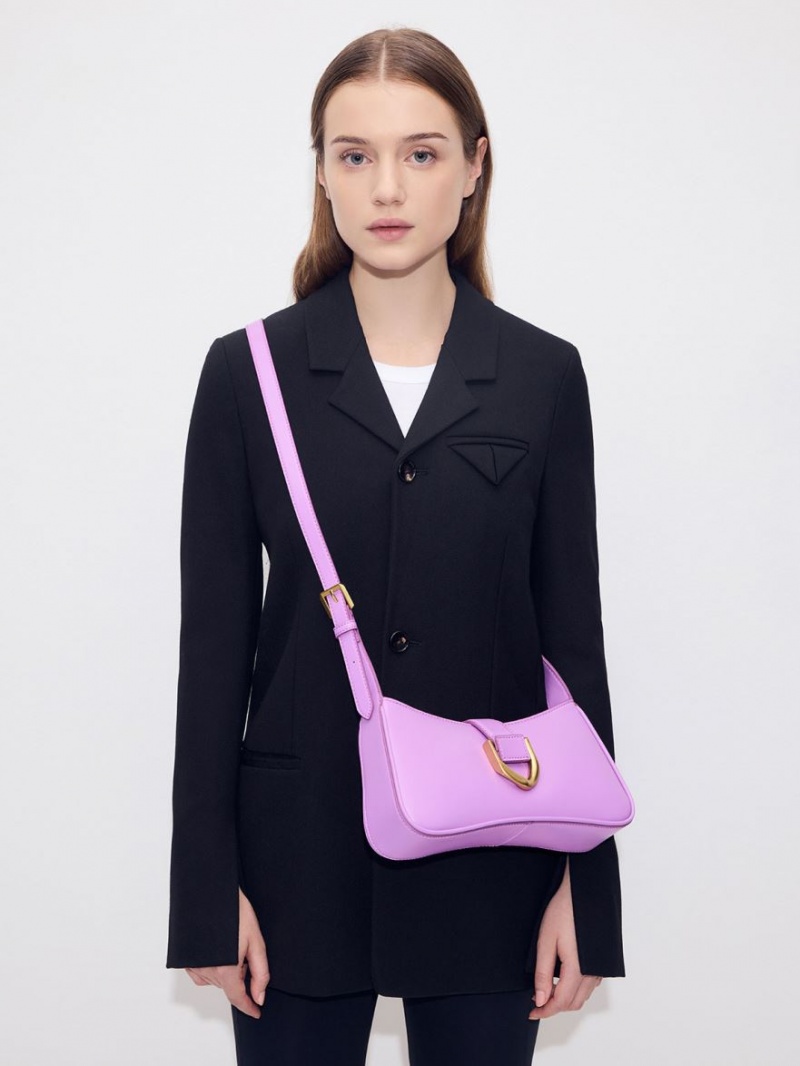 τσάντεσ ώμου Charles And Keith Gabine Curved μωβ | 53879-ZOUT